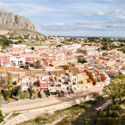 Aerial view of Beniarbeig town in Alicante, Spain